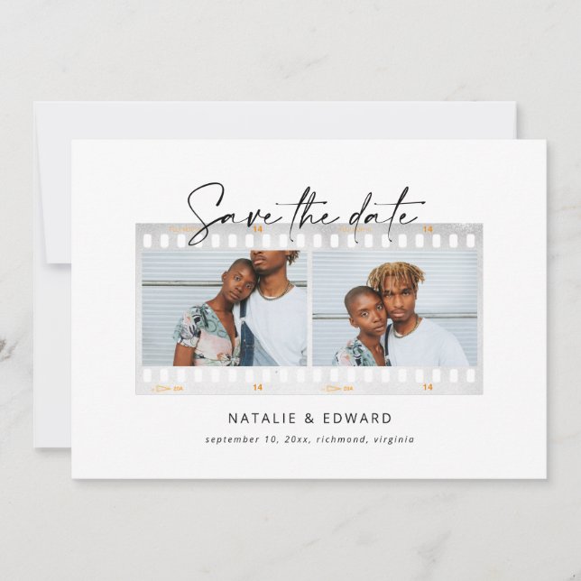 Faire-part Cadre de film minimal moderne photo mariage (Devant)