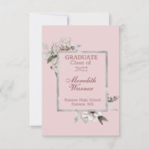 Cadre en argent floral blanc sur la graduation ros