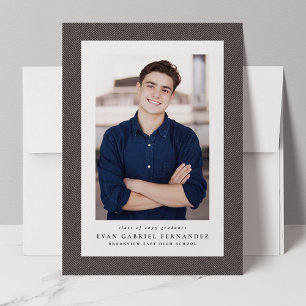 Faire-part Cadre en tweed classique photo simple grise remise