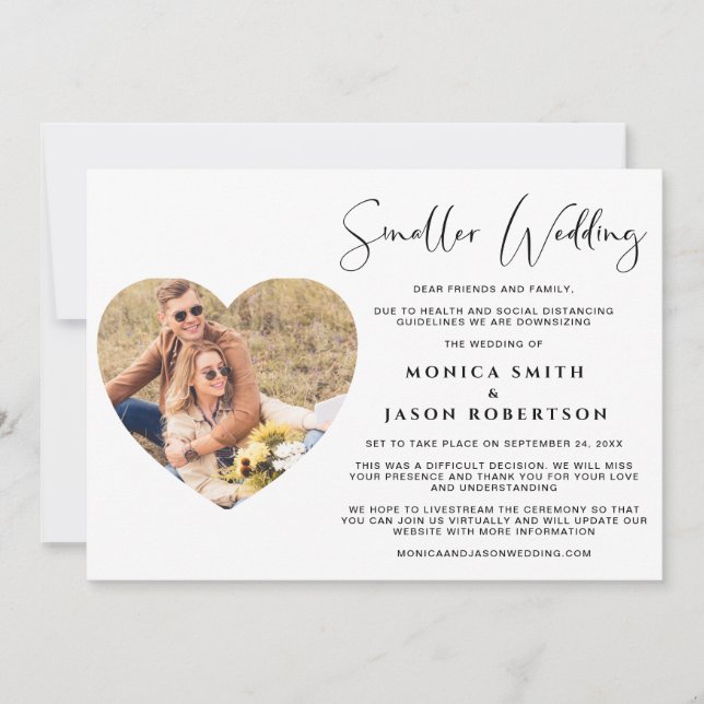 Faire-part Cadre photo de mariage élégant en forme de cœur pe (Devant)