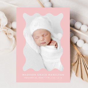 Faire-part Cadre rose vif moderne 2 Photo Naissance