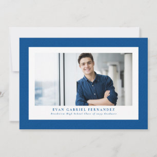 Faire-part Cadre simple en tweed bleu pour photo de remise de