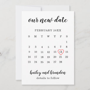 Faire-part Calendrier simple Mariage de coeur rouge Changer l