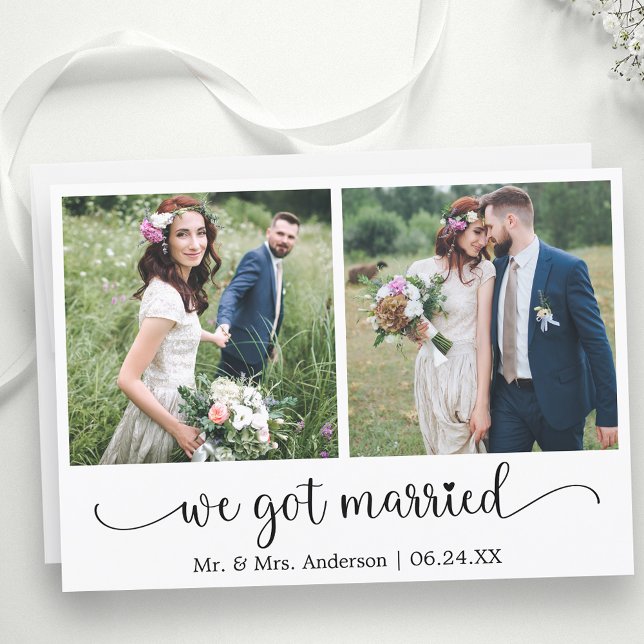 Faire-part Calligraphie cardiaque Nous Nous Sommes Mariés 2 P (Customize to change your personalized text size, text style or to add text to back of card.)