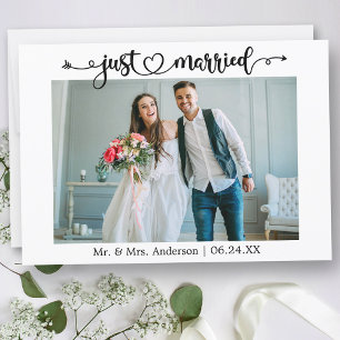 Faire-part Calligraphie Coeur juste marié Photo Mariage