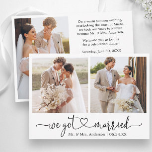 Faire-part Calligraphie Cœur Mariage Après-Fête 3 Photo