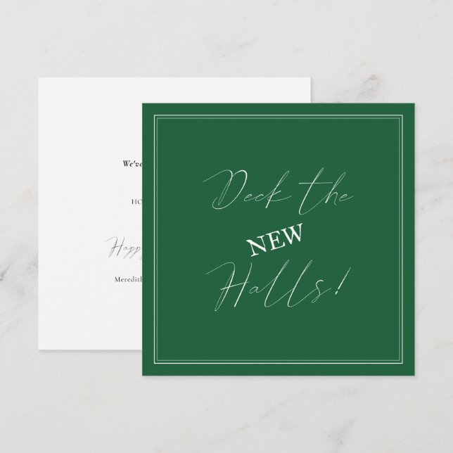 Faire-part Calligraphie Green Deck Nouvelles Halls Holiday Mo (Devant / Derrière)