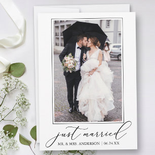 Faire-part Calligraphie minimaliste Juste Marié Photo Mariage