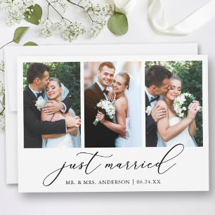 Faire-part Calligraphie minimaliste moderne 3 Photos Mariage