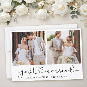 Faire-part Calligraphie moderne Coeur Script 2 Photos Mariage