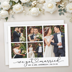 Faire-part Calligraphie moderne Coeur Script 5 Photos Mariage