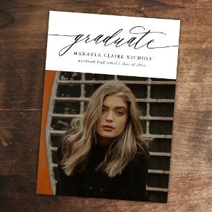 Faire-part Calligraphie moderne Deux photos Diplôme blanc