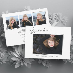 Faire-part Calligraphie moderne Encre Script 4 Photo Grad 2 C