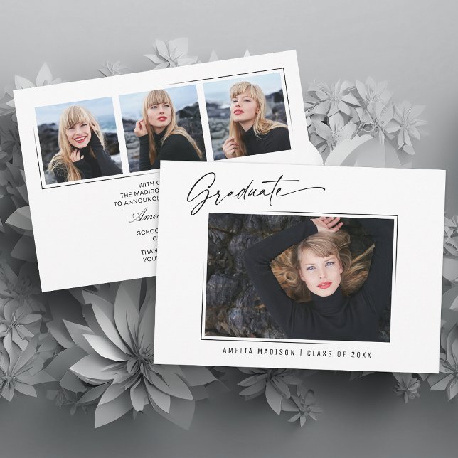 Faire-part Calligraphie moderne Encre Script 4 Photo Grad 2 C (Créateur téléchargé)