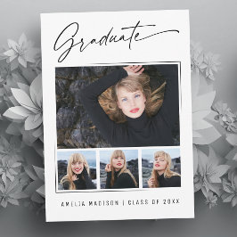 Faire-part Calligraphie moderne Encre Script 4 Photo Gradué