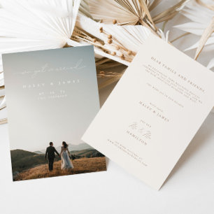 Faire-part Calligraphie moderne Nous avons épousé Mariage pho