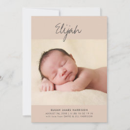 Faire-part Calligraphie Nom Terracotta Une photo Naissance