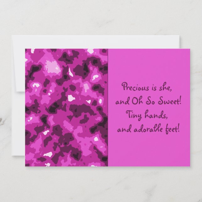 Faire-part Camouflage rose Bébé Fille Naissance Annouement (Devant)