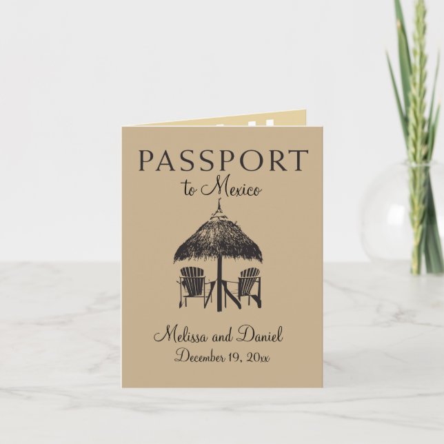 Faire-part Cancun Mexique Passeport Enregistrer la date Annon (Devant)