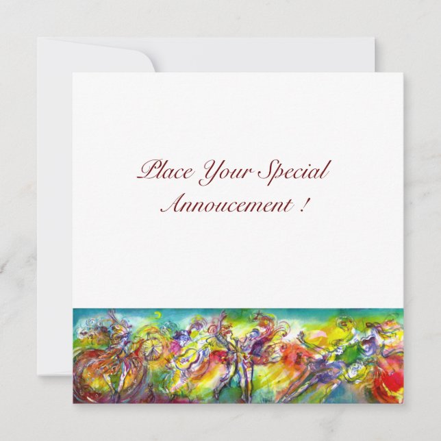 Faire-part CARNAVAL ITALIEN Masquerade bal, danse et musique (Devant)