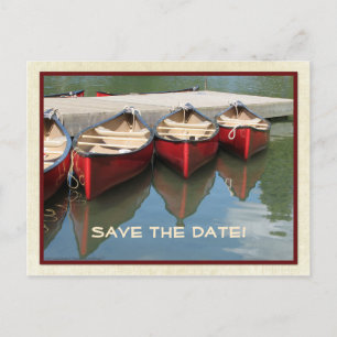 Faire-part Carte postale 65e anniversaire Canots rouges