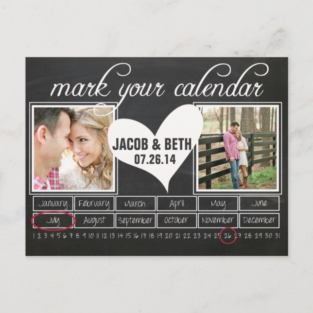 Faire-part Carte postale Calendrier des dates Enregistrer la  (Devant)