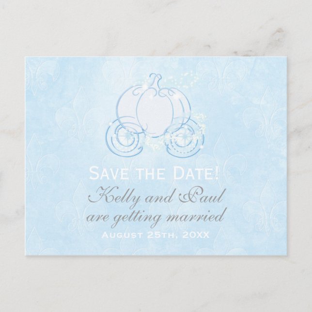 Faire-part Carte postale Cinderella Blue Carriage Fairytale (Devant)