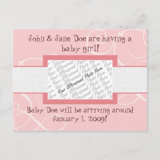 Faire-part Carte postale d'annonce de bébé fille