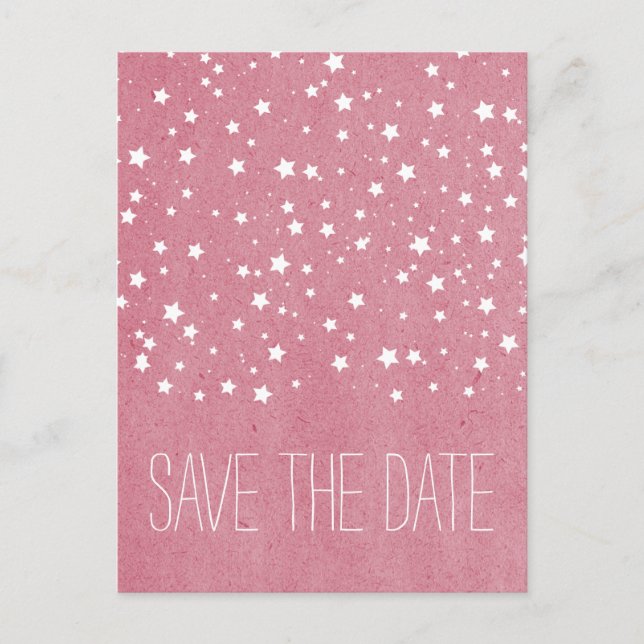 Faire-part Carte postale d'annonce de date de mariage Pink St (Devant)