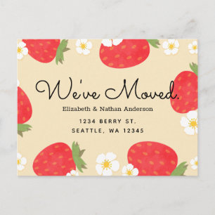 Faire-part Carte postale d'annonce de déménagement aux fraise