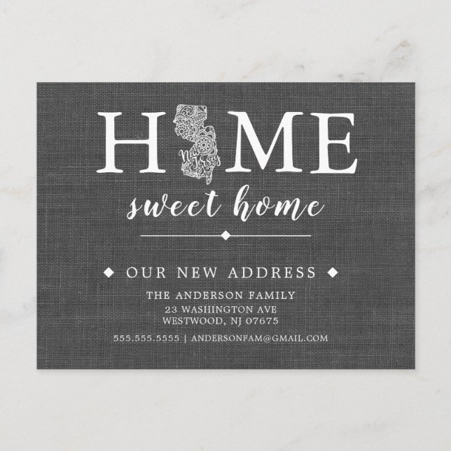 Faire-part Carte postale d'annonce de déménagement dans l'Éta (Devant)