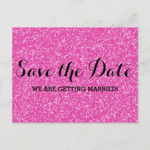 Faire-part Carte postale d'annonce de mariage à paillettes ro