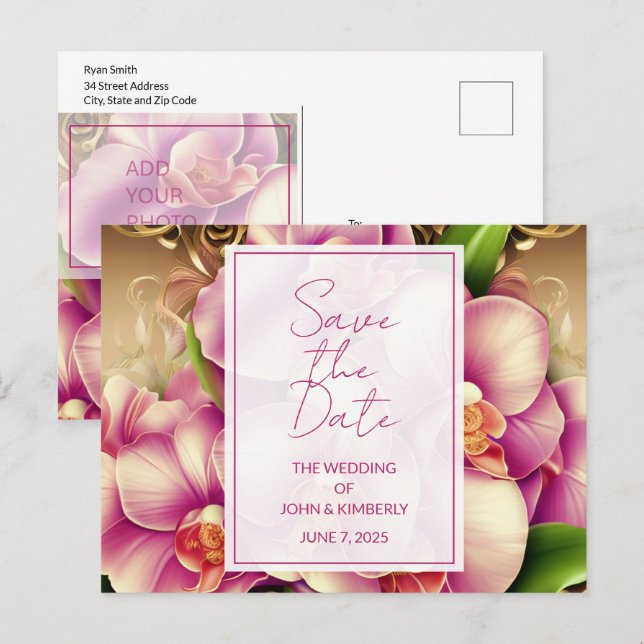 Faire-part Carte postale d'annonce de mariage avec code QR po (Devant / Derrière)