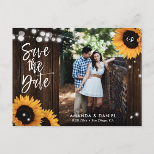 Faire-part Carte postale d'annonce de mariage champêtre avec