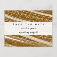 Carte postale d'annonce de mariage pailletée dorée