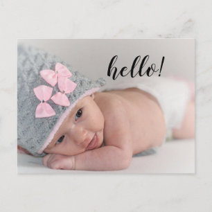 Faire-part Carte postale d'annonce de naissance Hello Thank Y
