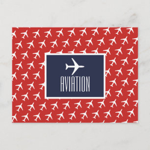 Faire-part Carte postale d'aviation Pilote d'avion blanc funk