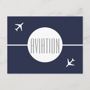 Faire-part Carte postale d'aviation Pilote d'avion blanc funk