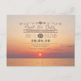 Faire-part carte postale de coucher de soleil en mer pour ann