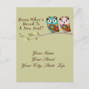 Faire-part Carte postale de déménagement de hibou