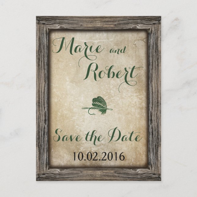 Faire-part Carte postale de mariage avec leurre de pêche pour (Devant)