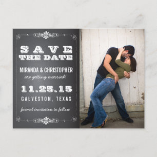 Faire-part Carte postale de mariage avec tableau noir à la cr