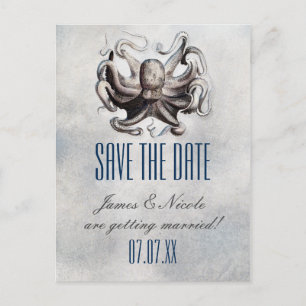 Faire-part Carte postale de mariage de mariage de pieuvre vin