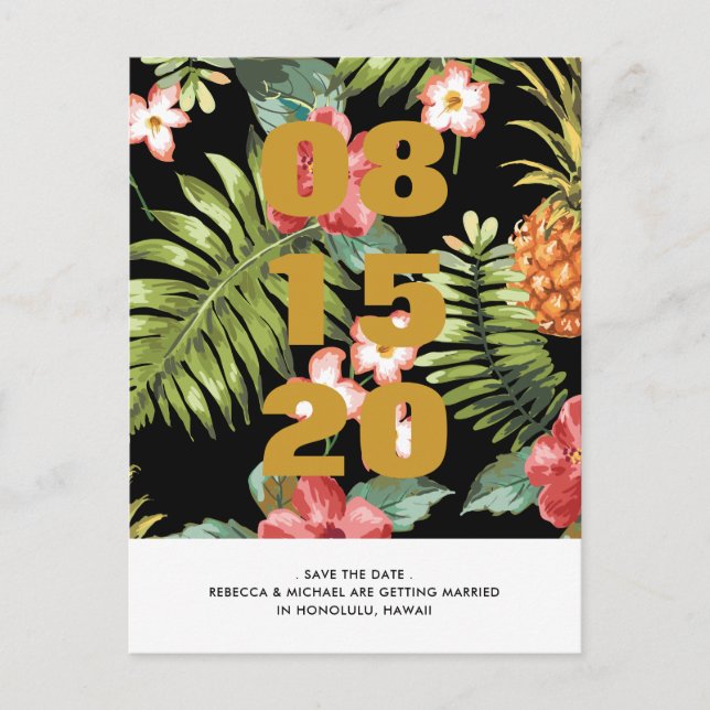 Faire-part Carte postale de mariage florale tropicale pour an (Devant)