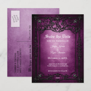 Faire-part Carte postale de mariage gothique Halloween pour a