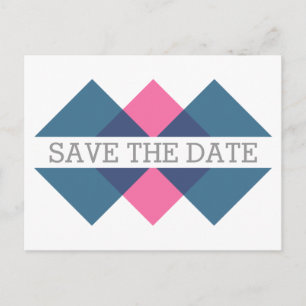 Faire-part Carte postale de mariage triade géométrique bleu r