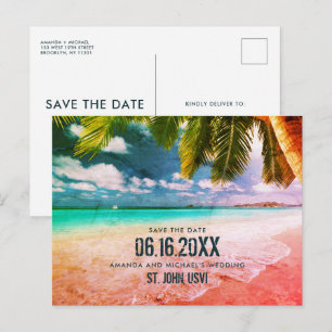 Faire-part Carte postale de mariage tropical à USVI