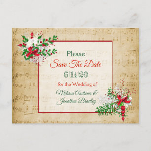 Faire-part Carte postale de musique vintage d'hiver Enregistr