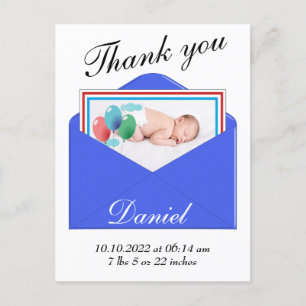 Faire-part Carte postale de photo d'annonce de naissance Merc