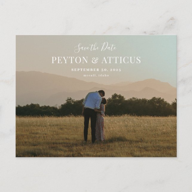 Faire-part Carte postale de préavis de mariage en police de s (Devant)